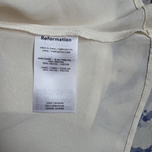 Reformation NWOT Topanga Blue Off White Floral Midi Sleevless Georgette Dress L - Picture 11 of 16